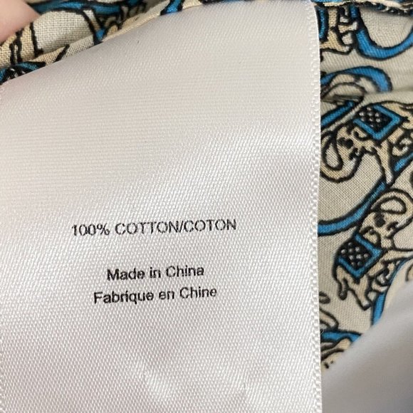 Tory Burch Cream & Gold Adelaide Elephant Pattern Tunic/Swim Cover Women Size 8 - Picture 9 of 10